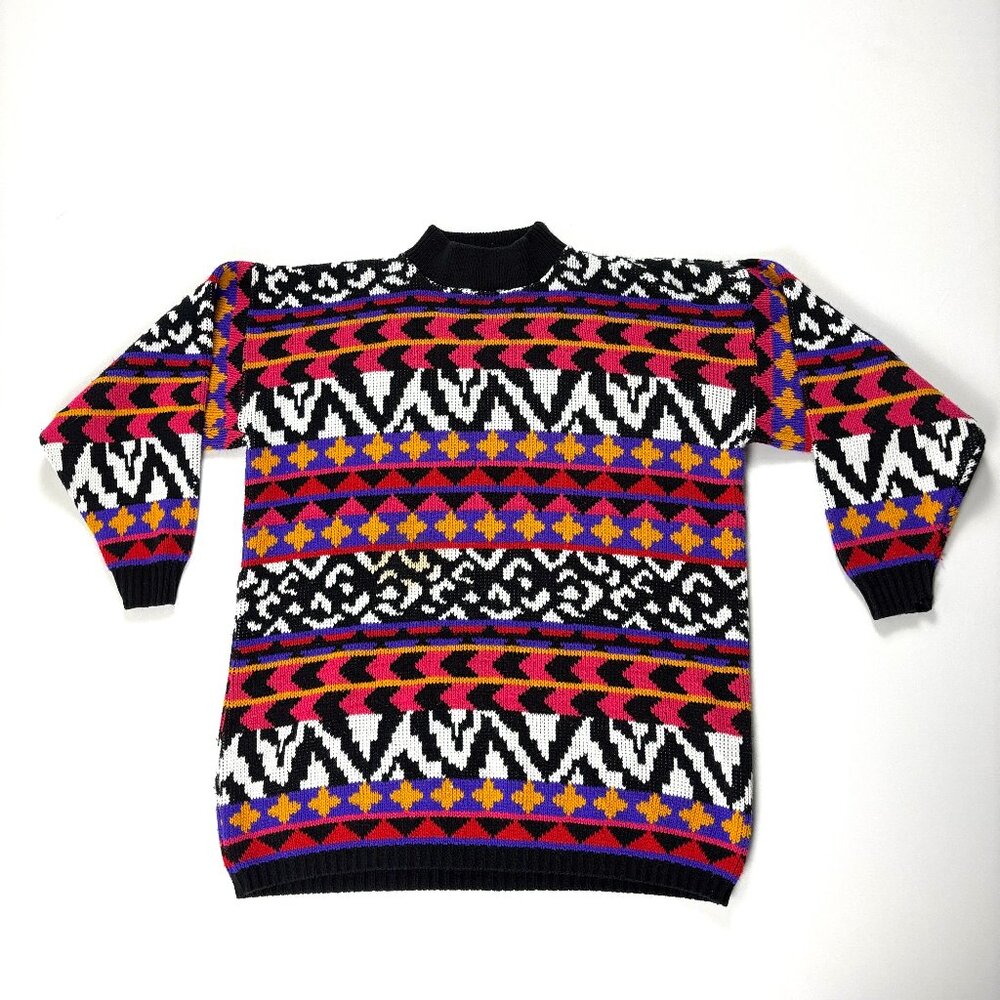 Vintage Jessica Roberts Womens Sweater Geometric Pattern Sz M Made In USA